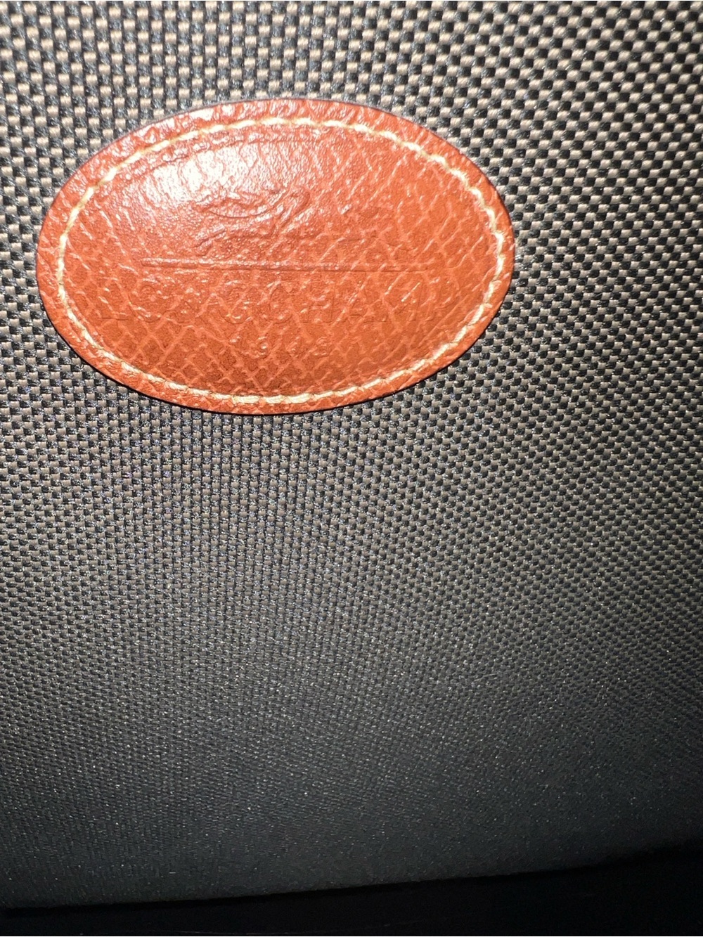 Longchamp Black Laptop Bag with Brown Leather Patch
